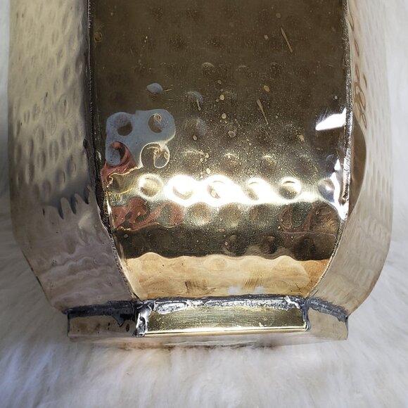1990's Vintage MCM Decor Handmade India Hammered Rope Brass Urn Style Vase - Picture 15 of 16